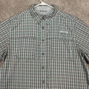 Habit Shirt Mens 2XL Gray Green Plaid Button Down Vented Fishing‎ Camping Hiking